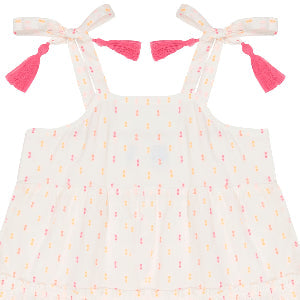 Bella Girl's Shoulder Tie Sundress Neon Swiss Dot