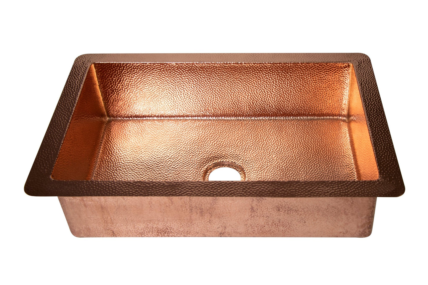 33" Drop - in Single Well Plain Hammered Copper Kitchen Sink - Marsh and Manor Collective