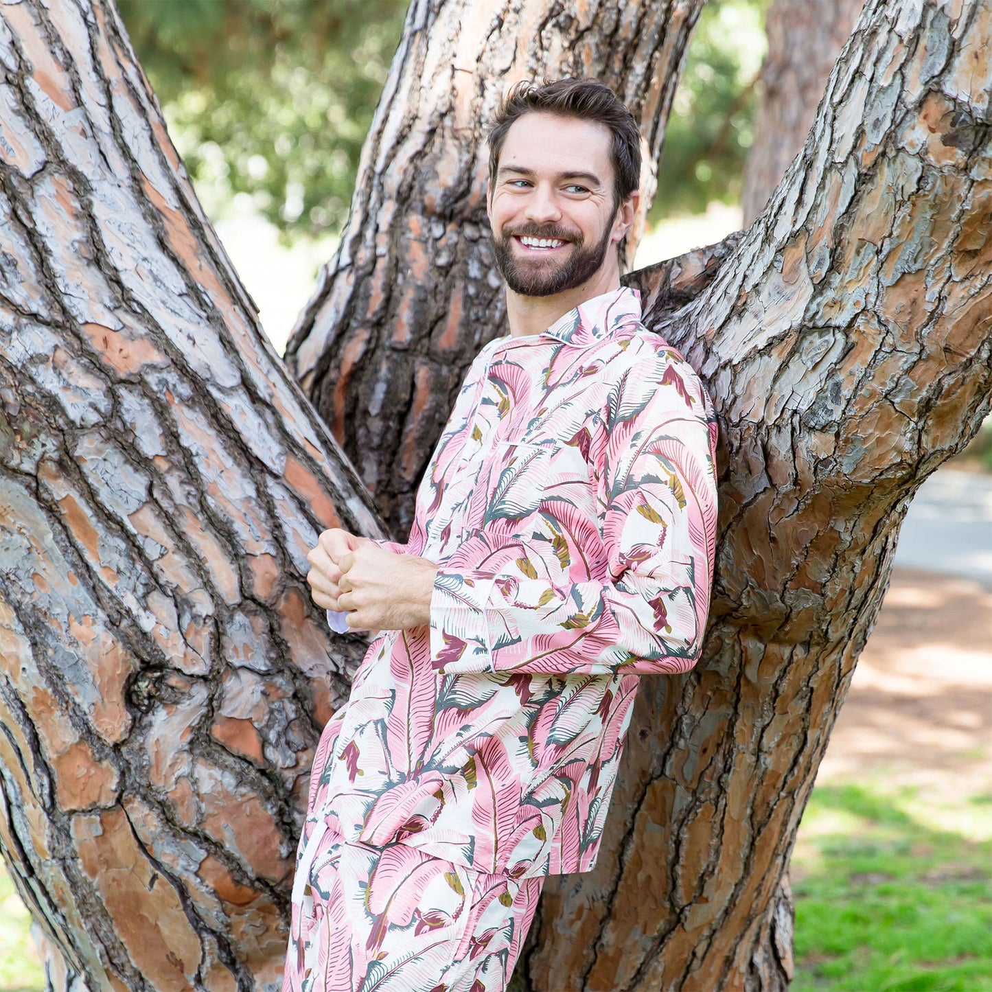 Men's Martinique® Pink Banana Leaf Long PJ Set