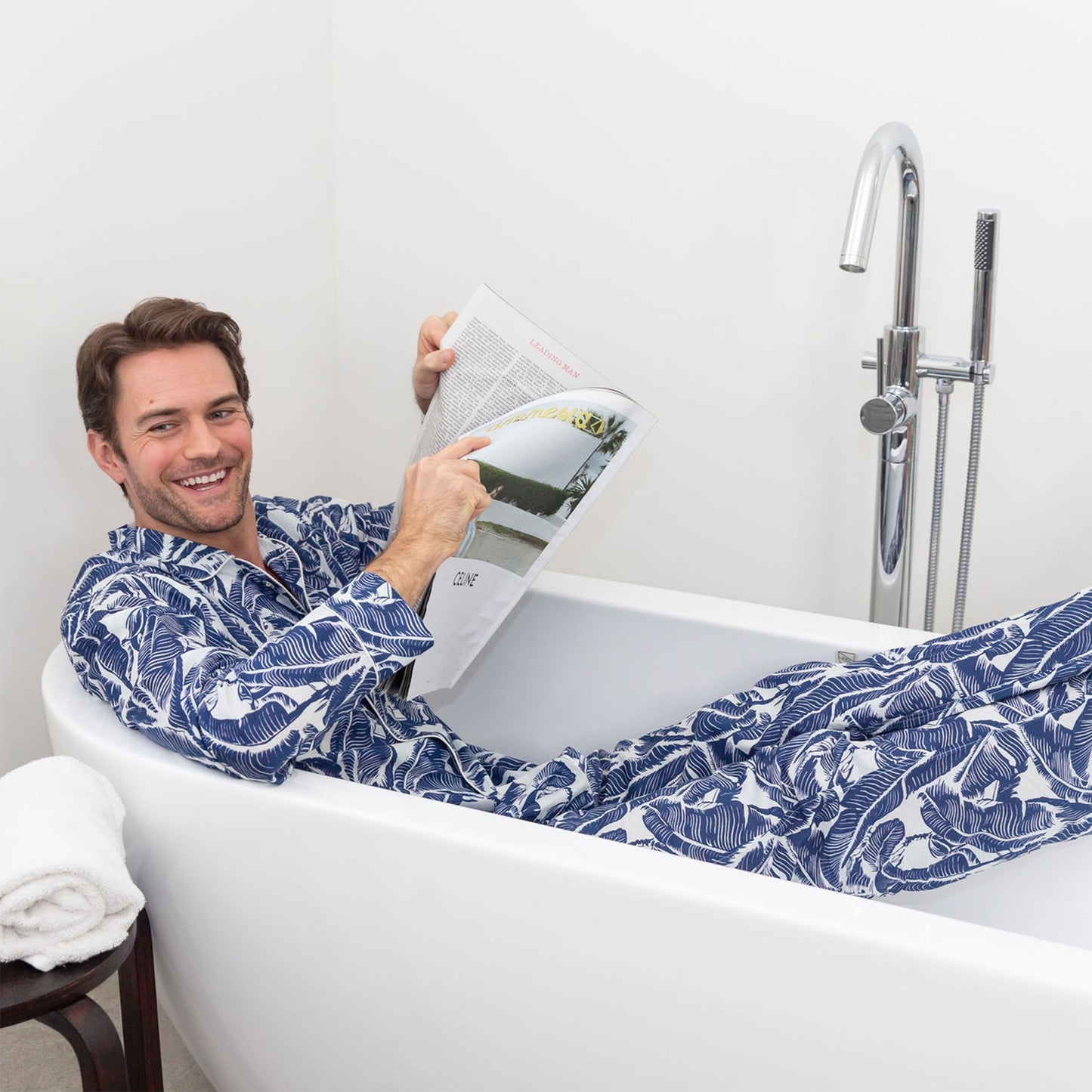 Men's Martinique® Blue Banana Leaf Long PJ Set