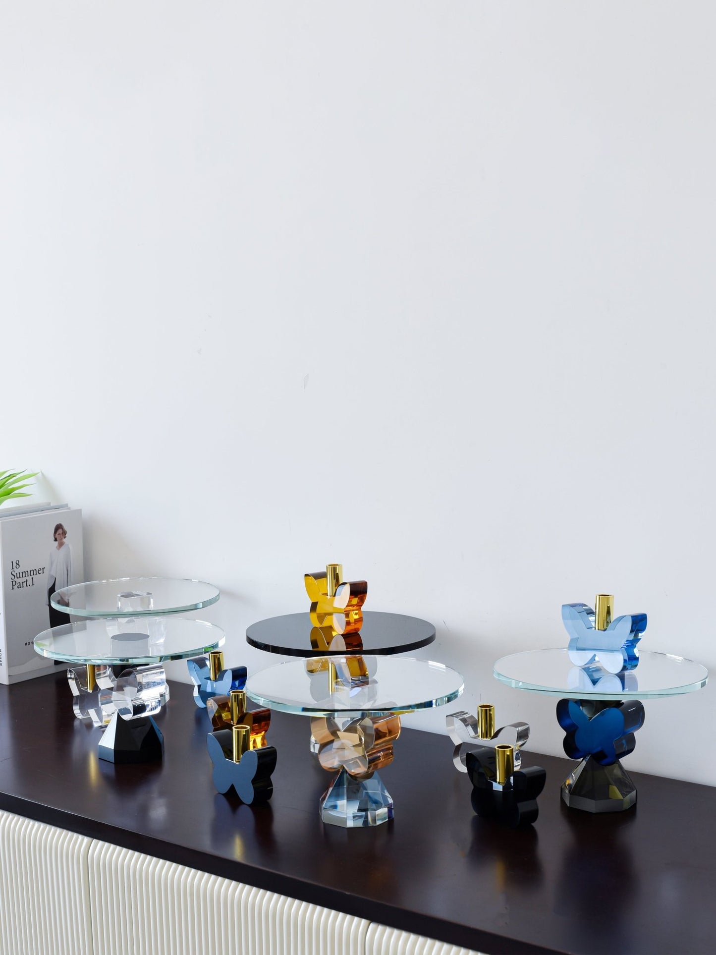 9” Butterfly Cake Plate in Smoke/Navy - Marsh and Manor Collective