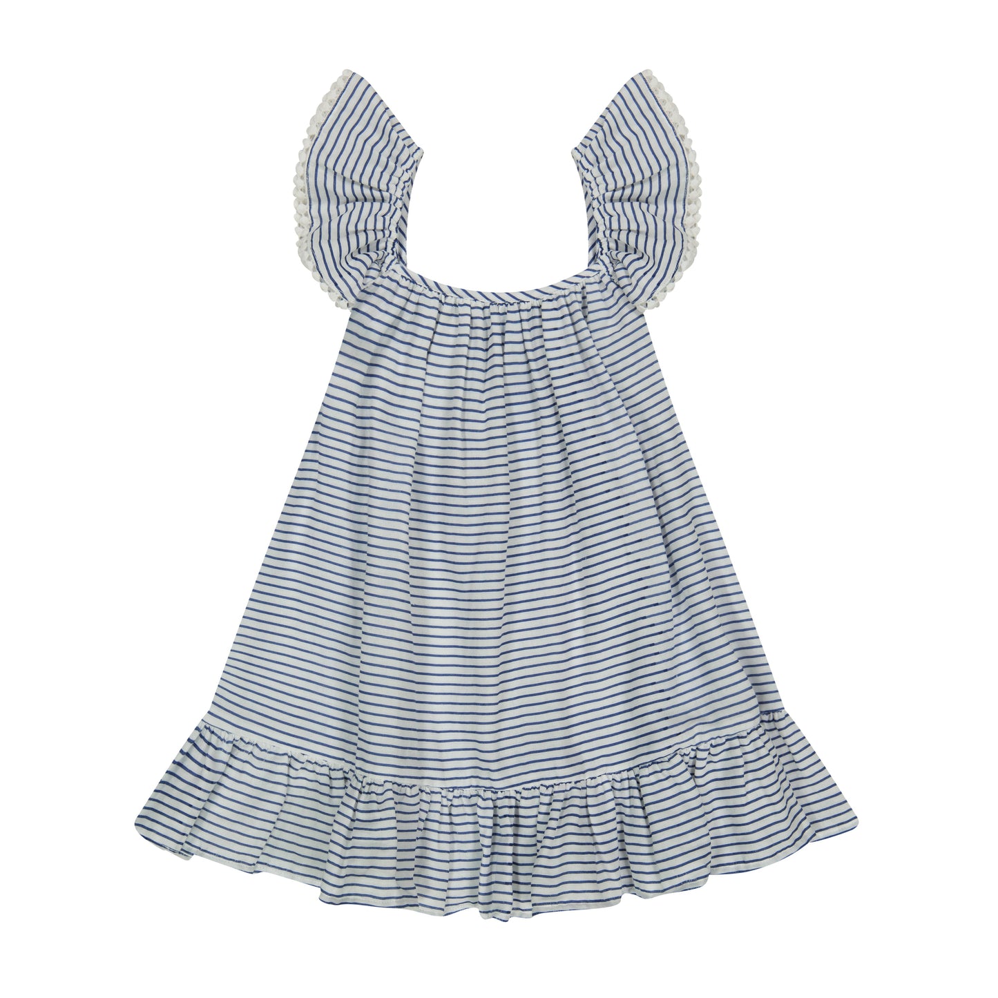 Mini Eva Girl's Ruffle Dress Marine Stripe