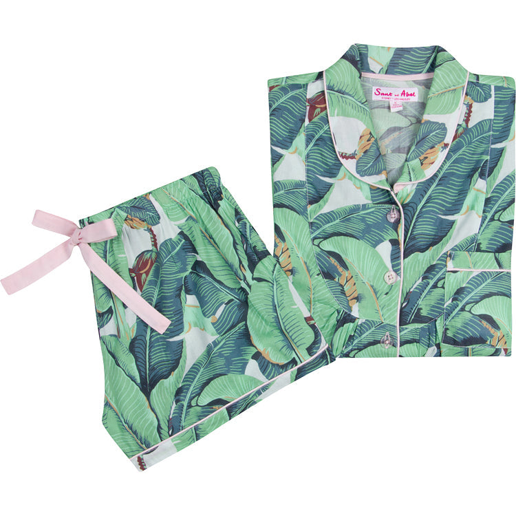 Women's Martinique® Green Banana Leaf Short PJ Set