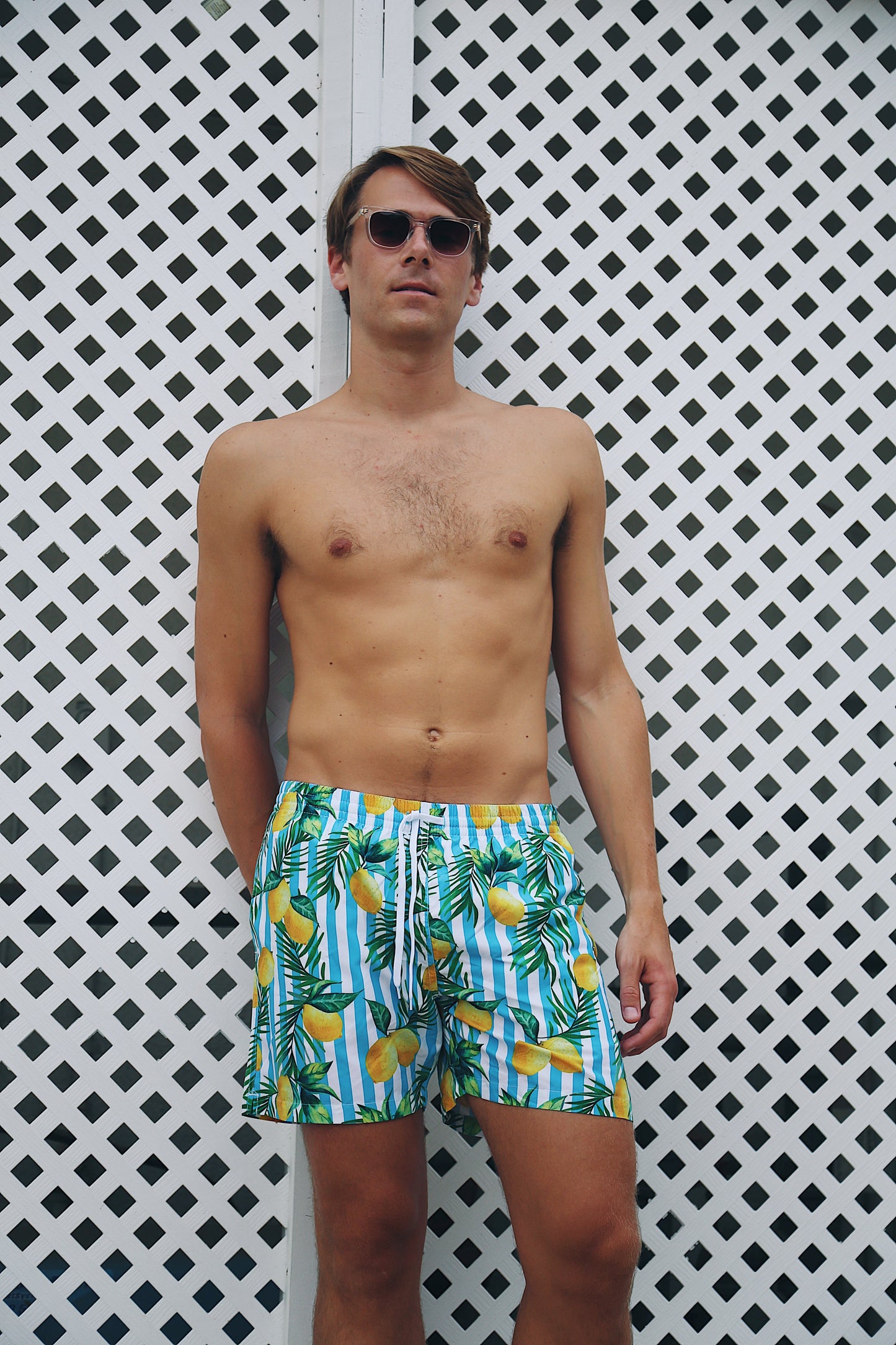Men's Parker Lemon Stripe Swim Shorts