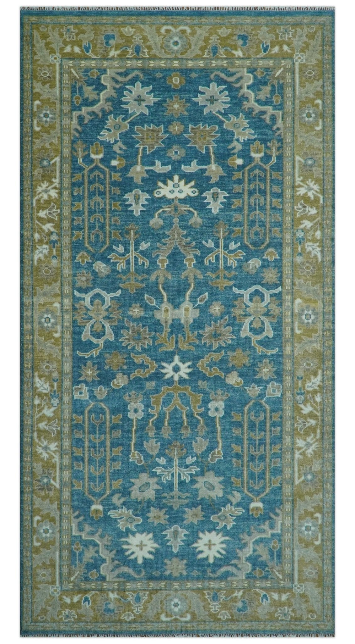 Antique Blue and Brown Persian Oushak Multi Size wool Area Rug - Marsh and Manor Collective