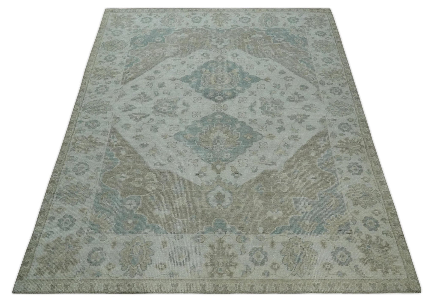 Antique Design Medallion Earthy Ivory and Camel 8x10 wool Area Rug - Marsh and Manor Collective