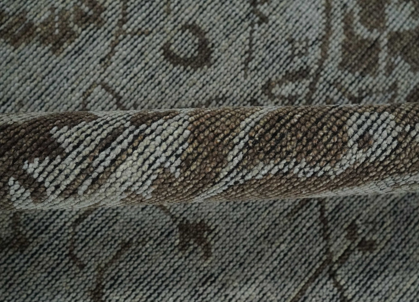 Antique Design Traditional Heriz Medallion Silver, Charcoal and Brown Hand Knotted 8x10 wool area Rug - Marsh and Manor Collective