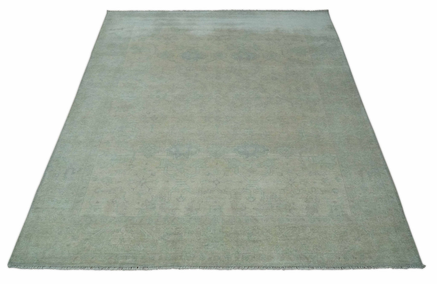 Antique look Beige and Gray Hand Knotted Oriental Oushak 8x10 wool Area Rug - Marsh and Manor Collective