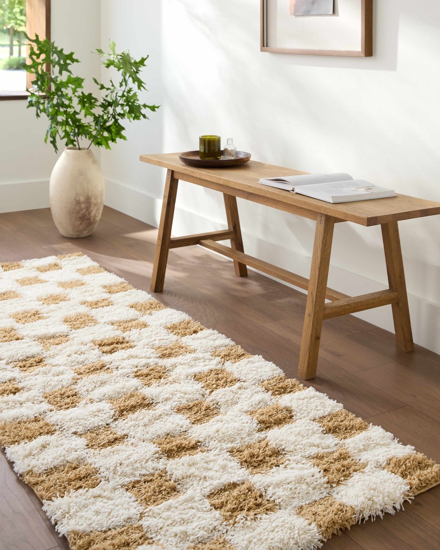 Atira Mustard Checkered Area Rug - Marsh and Manor Collective