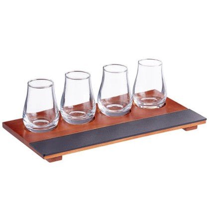 Chalkboard Flight Tray with Whiskey Tasting Glasses - Marsh and Manor Collective