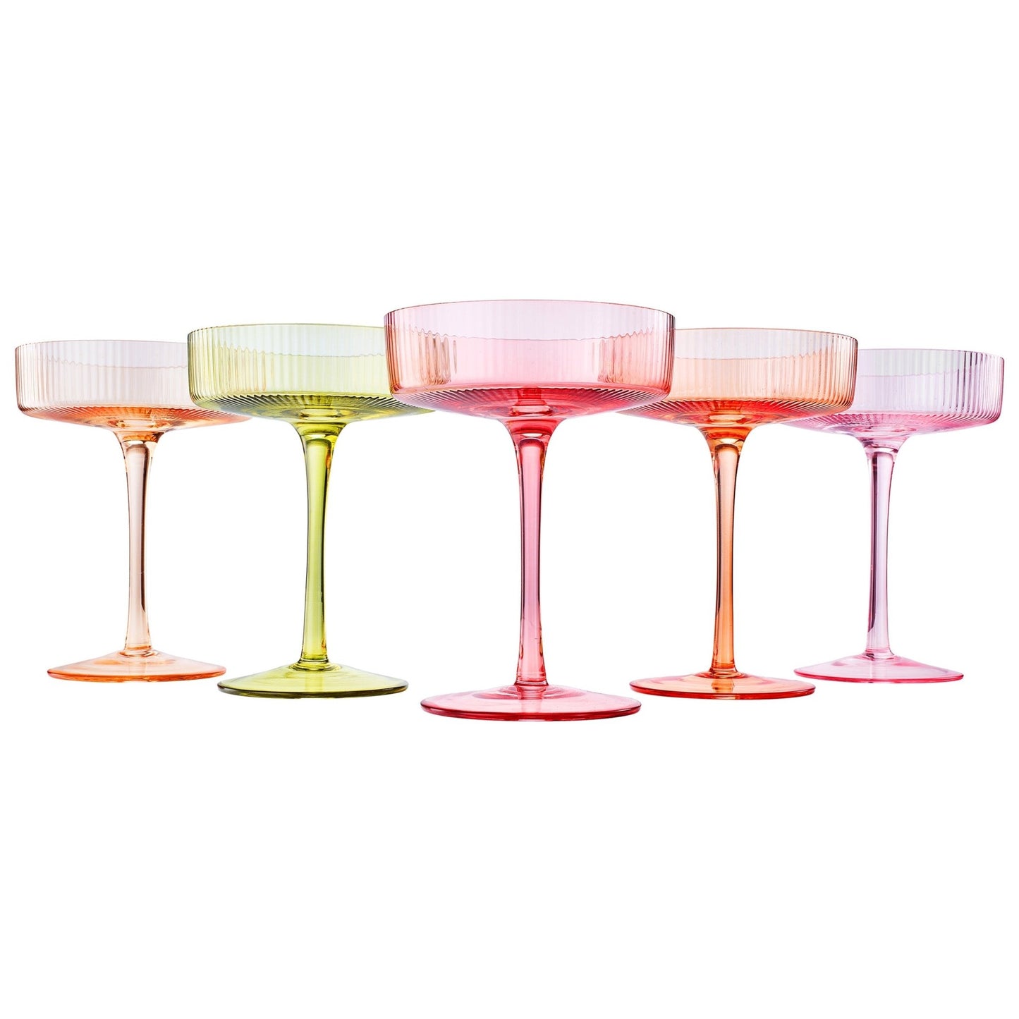 Como Ribbed Champagne Coupe Cocktail Glassware, Set of 5 - Marsh and Manor Collective