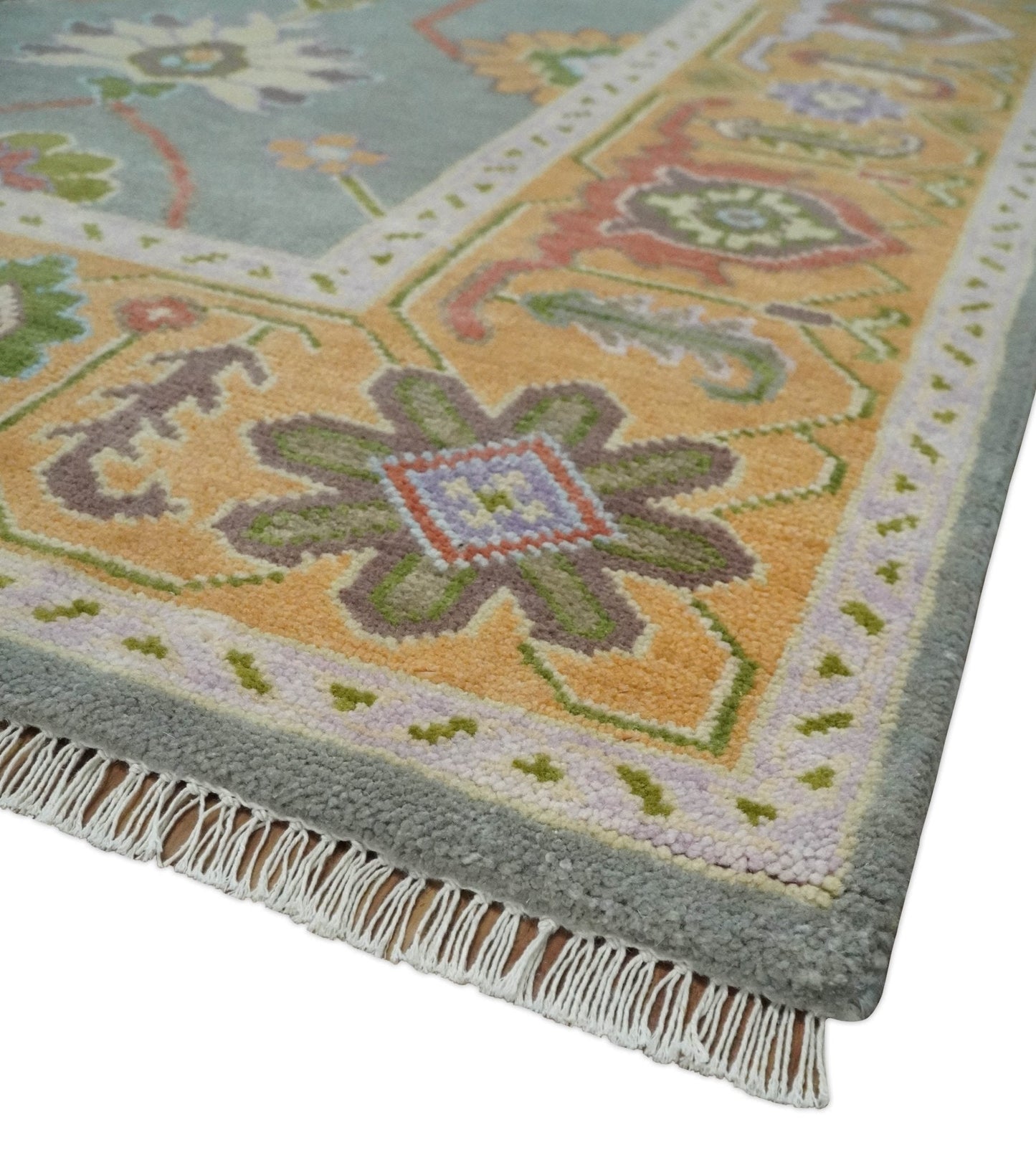 Custom Made Gray and Gold Hand knotted Traditional Oushak wool Area Rug - Marsh and Manor Collective
