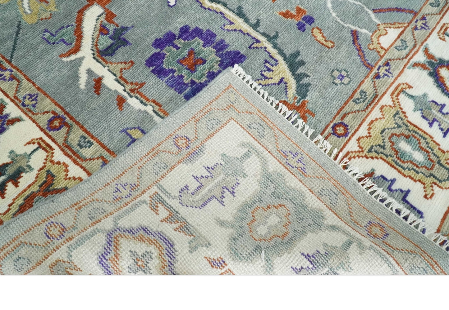 Custom made, Hand Knotted Gray and Ivory Traditional Oriental Oushak Wool Area Rug - Marsh and Manor Collective