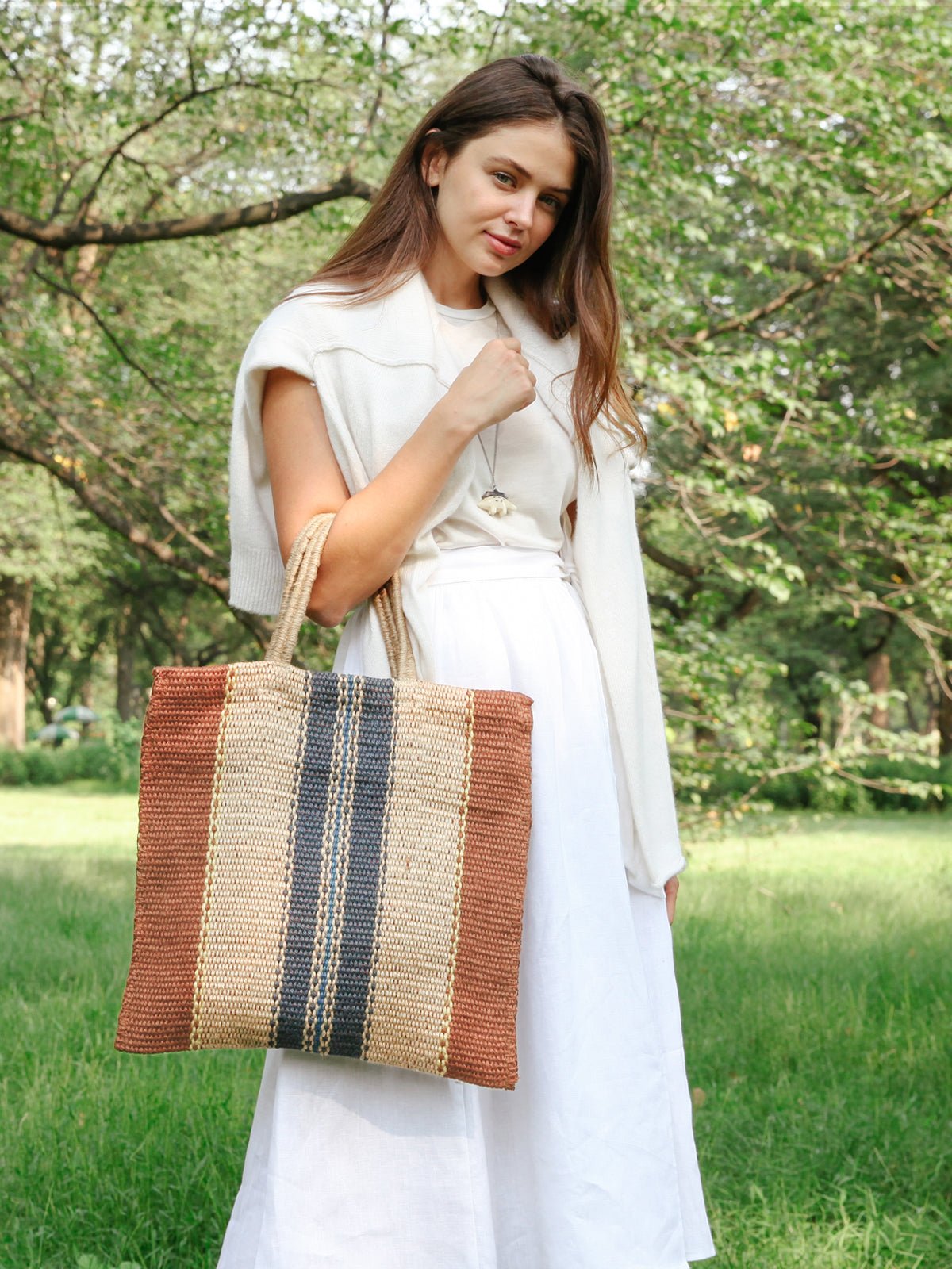 Dora Jute Tote Bag - Multi Light Brown - Marsh and Manor Collective