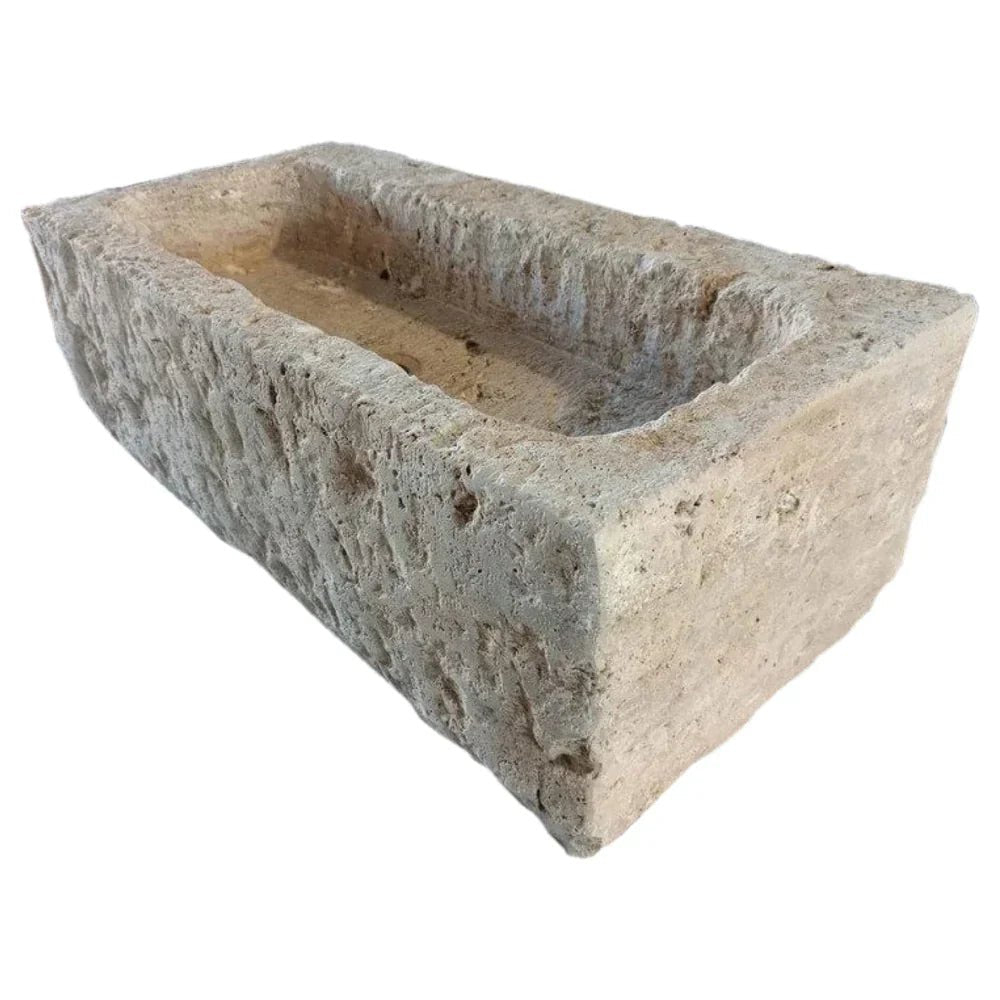 Ephesus Light Travertine Rustic Old - world Look Wall - mount Outdoor Sink (W)18" (L)28" (H)8" - Marsh and Manor Collective