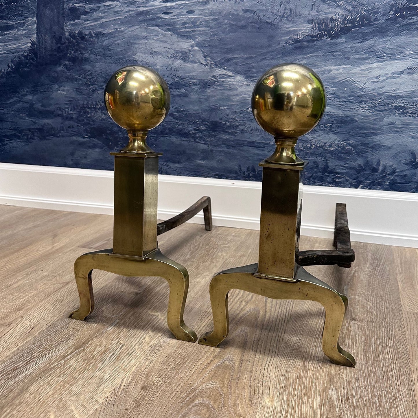 Federalist Vintage Brass Andirons