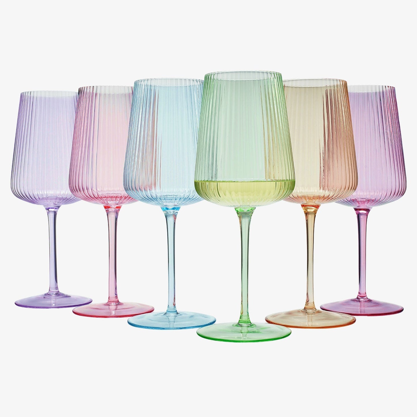 Monet Ribbed Stemmed Wine Glassware, Set of 6 - Marsh and Manor Collective
