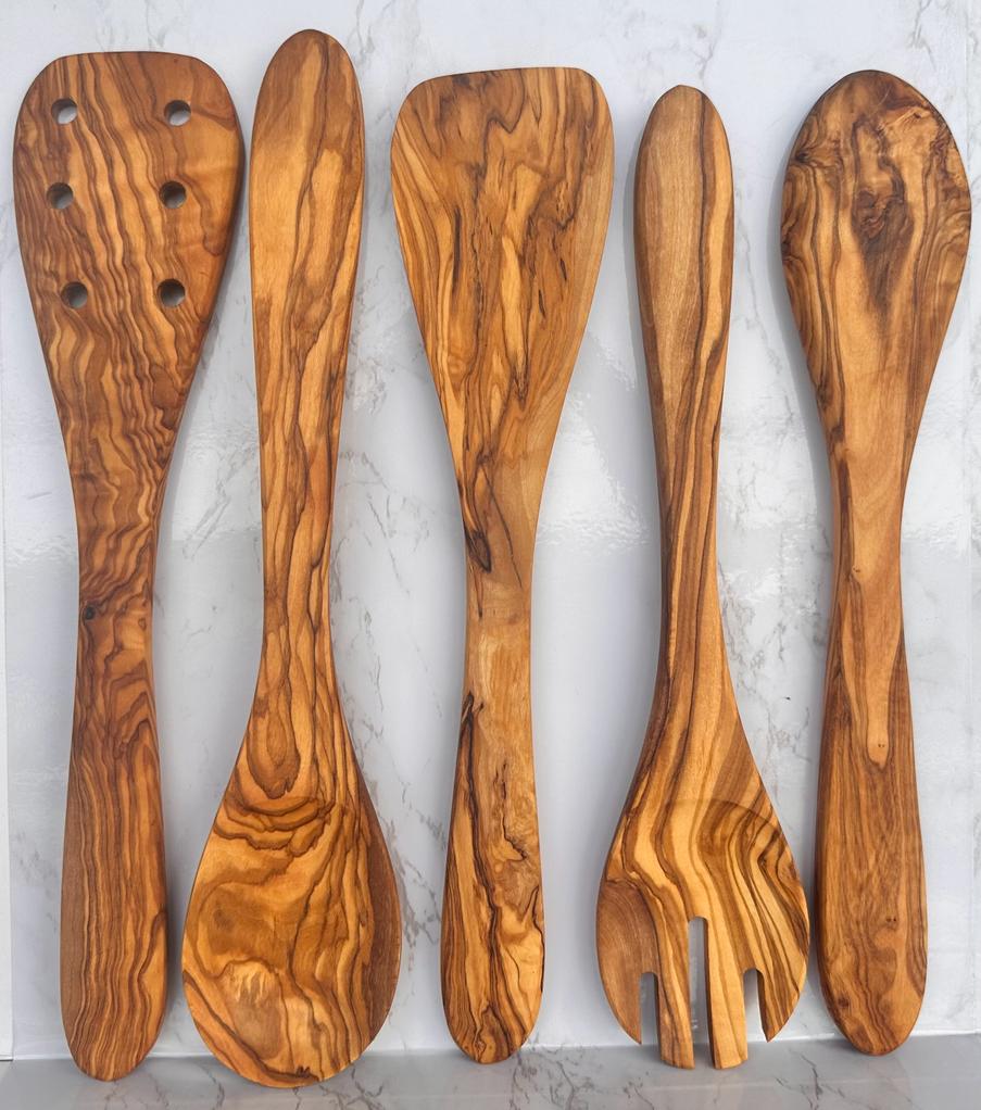 Olive Wood Kitchen Servers Set - 5 pcs - Marsh and Manor Collective