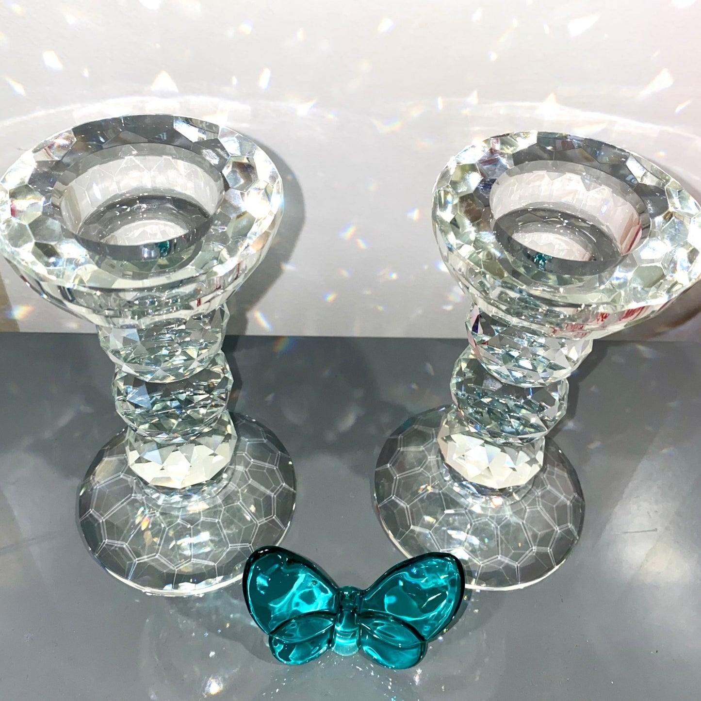 Pair of 6" Crystal Ball Candlesticks - Marsh and Manor Collective