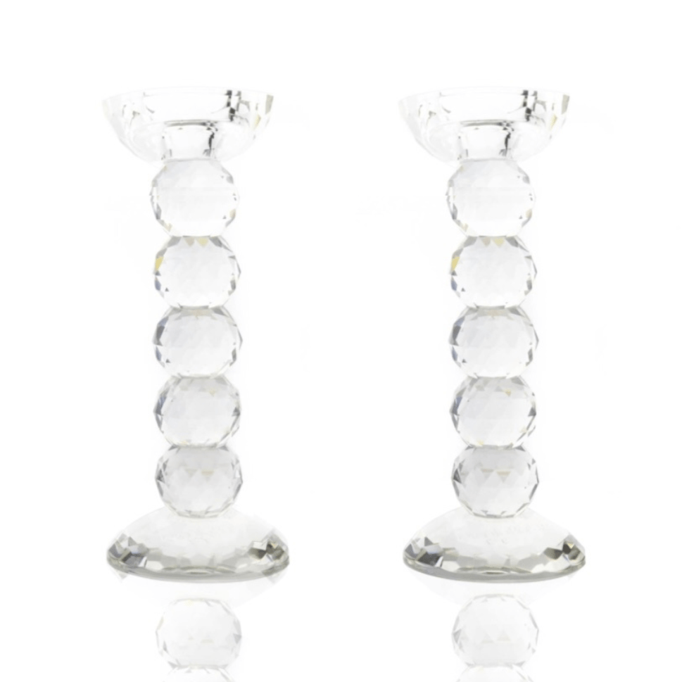 Pair of 9" Crystal Ball Candlesticks - Marsh and Manor Collective