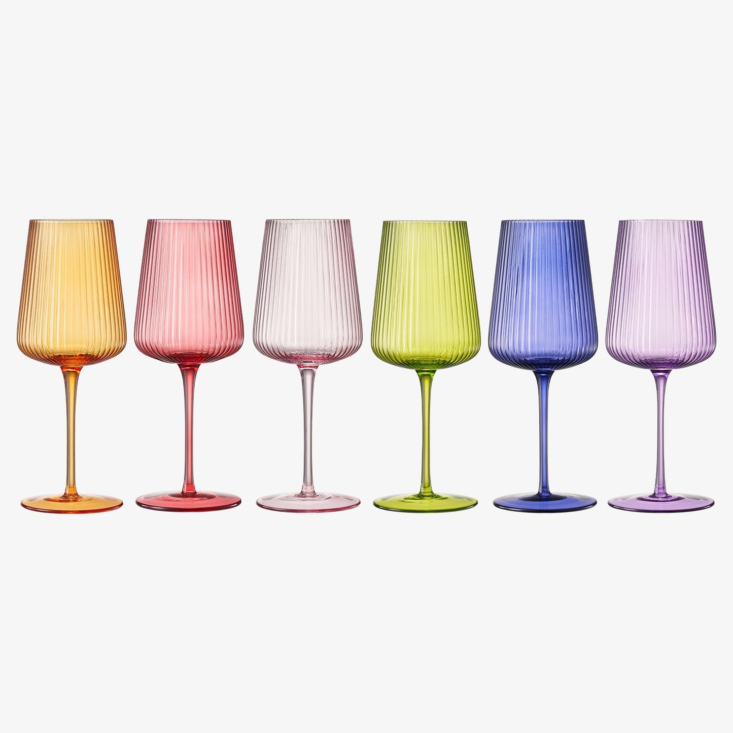 Rhea Ribbed Stemmed Wine Glassware, Set of 6 - Marsh and Manor Collective