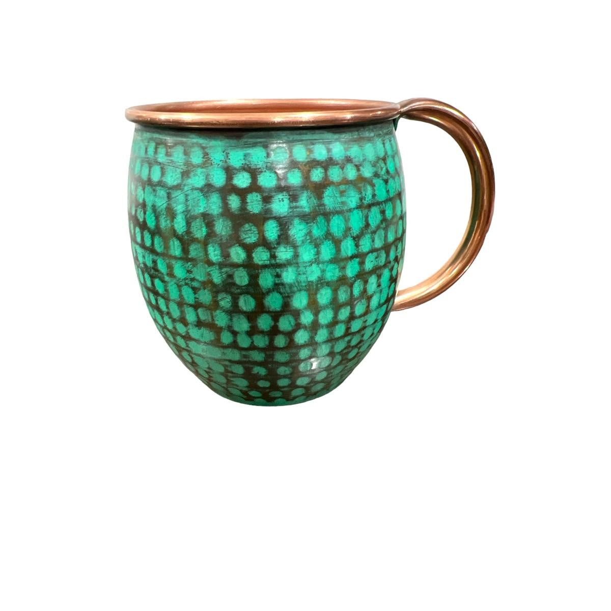 Set of Two Copper Barrel Mugs, Hammered and Mint Patina - Marsh and Manor Collective