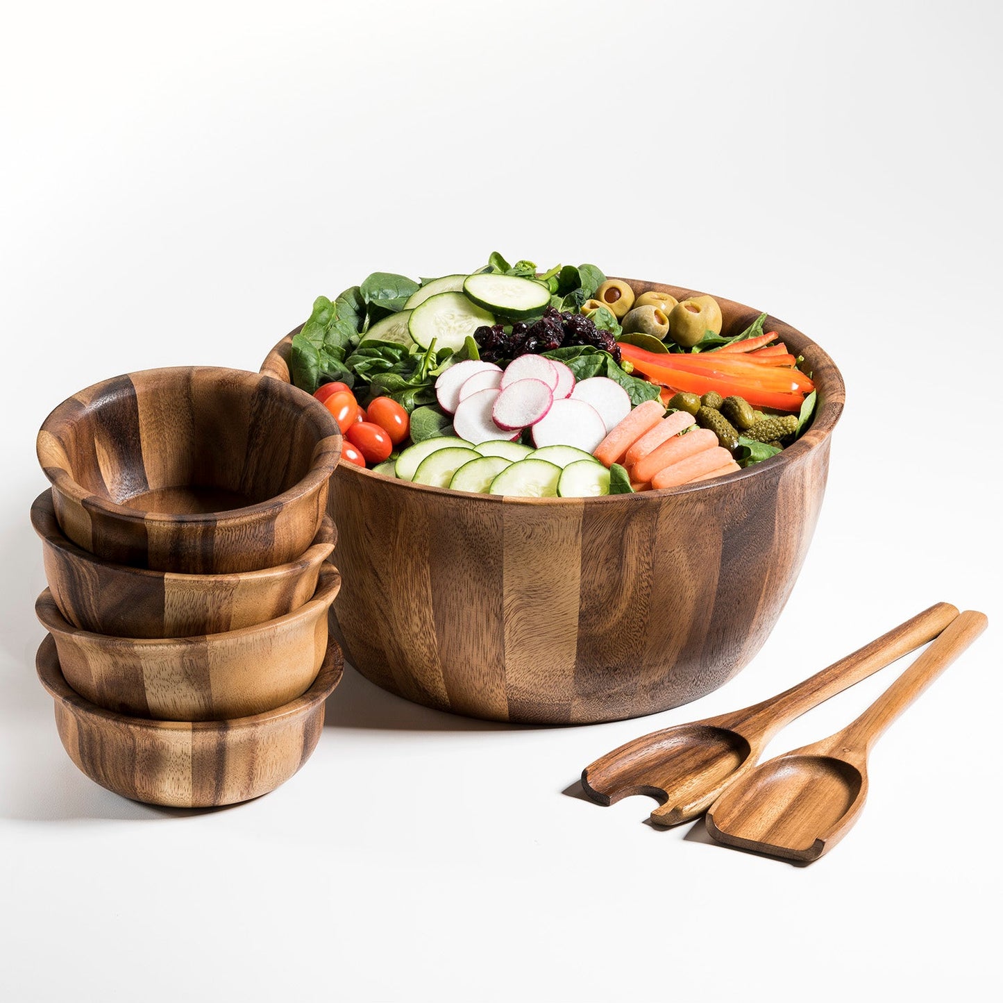Soro Xtra Large Salad Bowl eith Servers & 4 Individuals - Marsh and Manor Collective