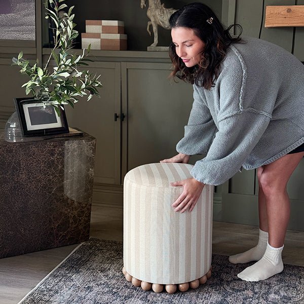 Striped Upholstered Stool Ottoman - Marsh and Manor Collective