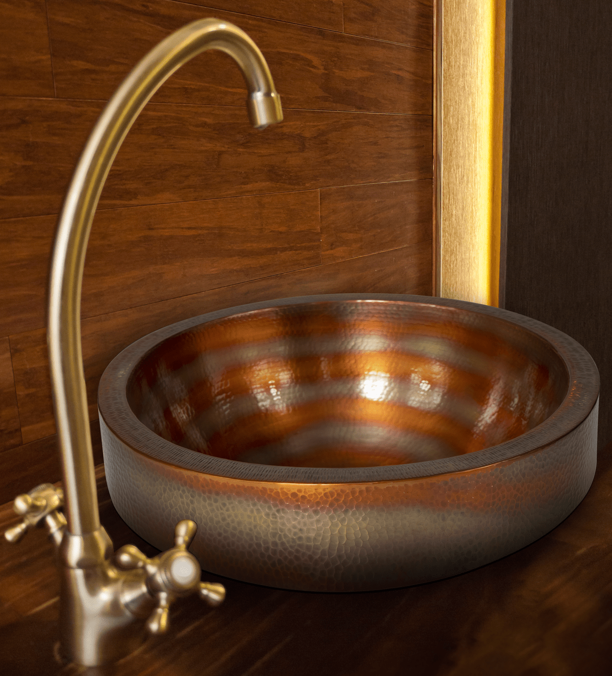 17" Round Apron Hammered Copper Bathroom Sink - Marsh and Manor Collective