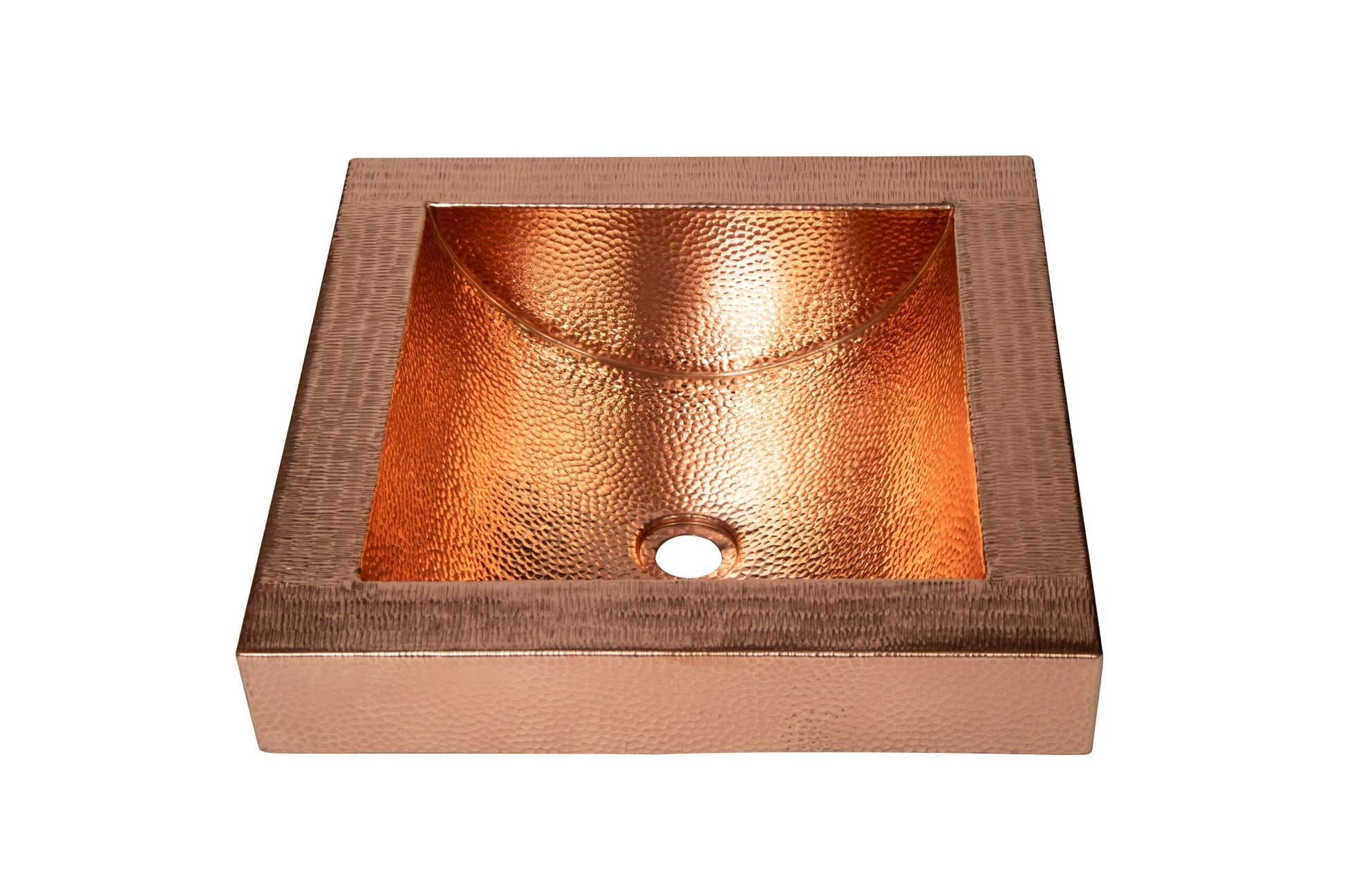 17" Square Apron Curved Bottom Hammered Copper Bathroom Sink - Marsh and Manor Collective