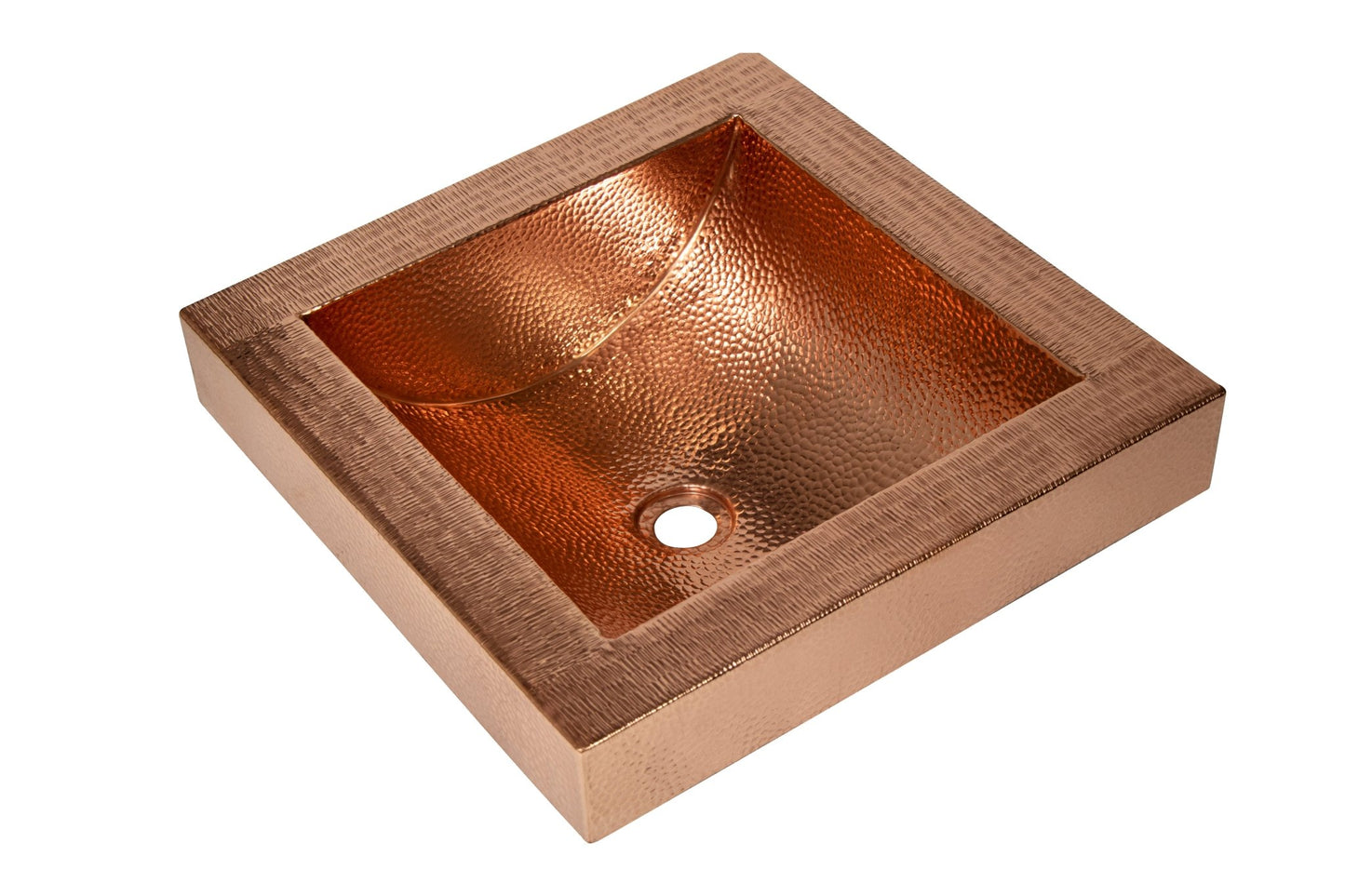 17" Square Apron Curved Bottom Hammered Copper Bathroom Sink - Marsh and Manor Collective