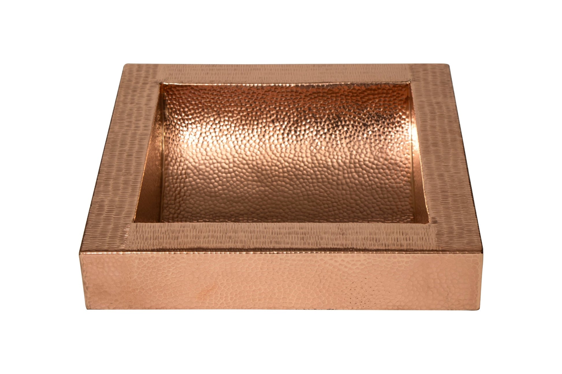 17" Square Apron Curved Bottom Hammered Copper Bathroom Sink - Marsh and Manor Collective