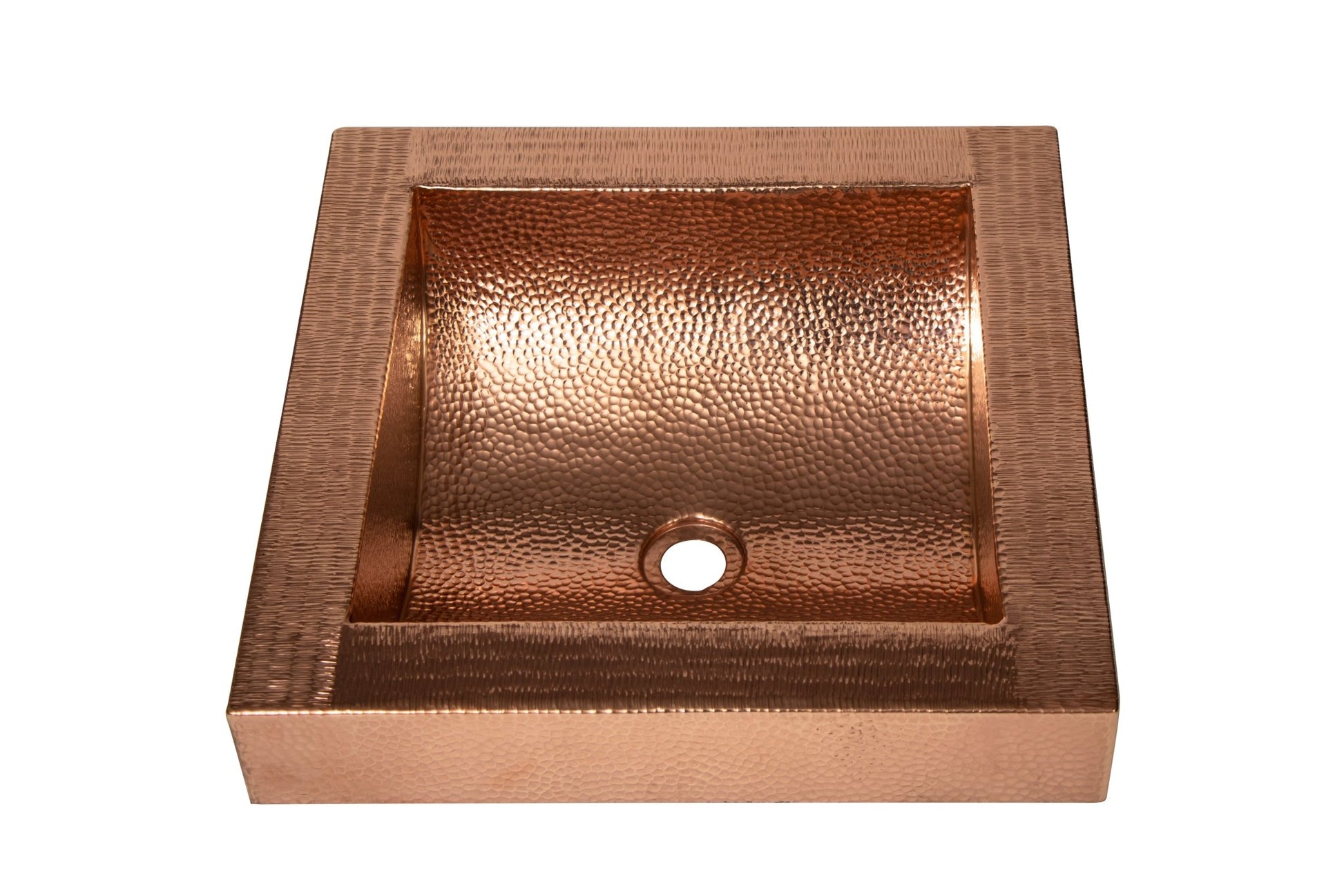 17" Square Apron Curved Bottom Hammered Copper Bathroom Sink - Marsh and Manor Collective