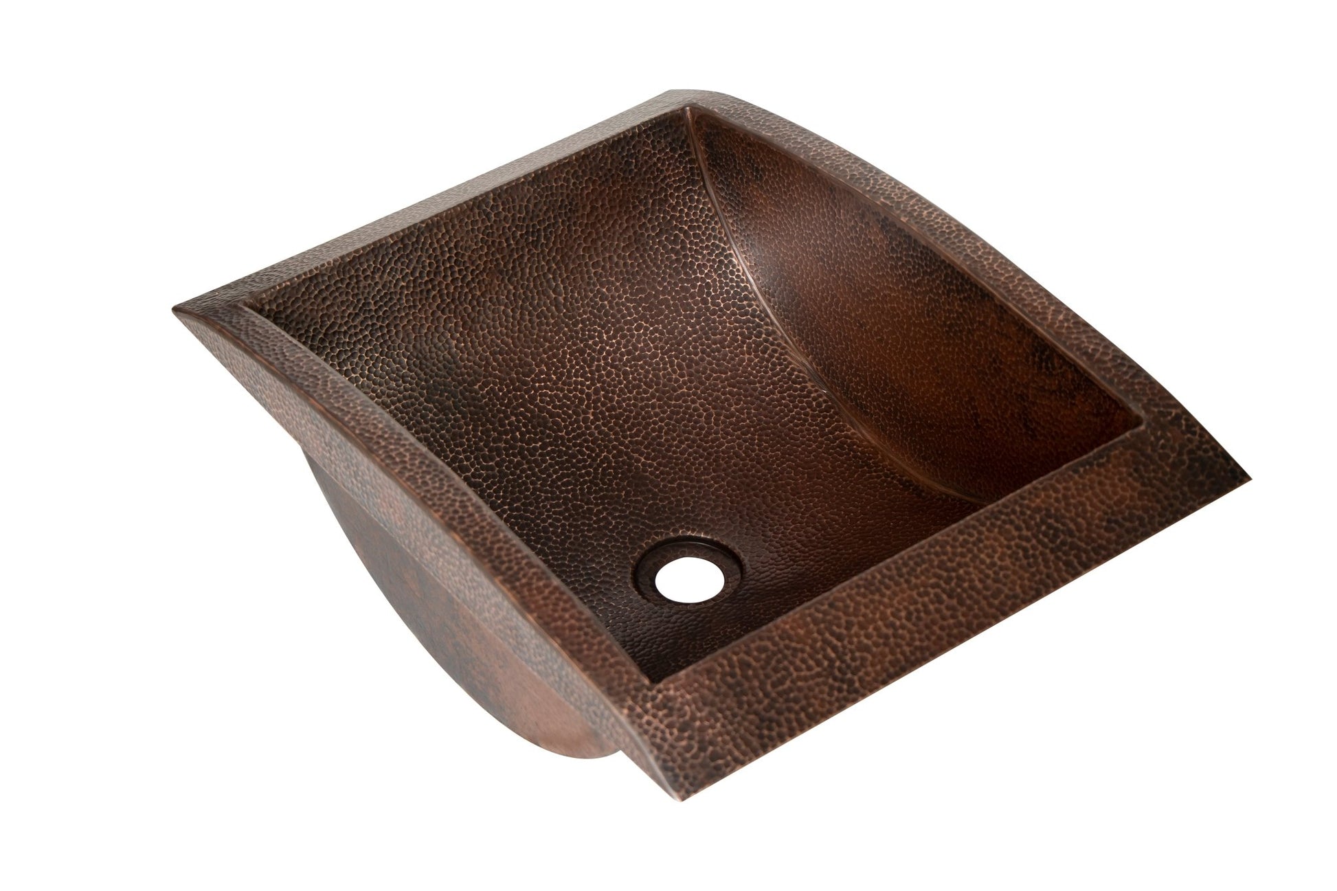 20" Rectangular Apron Curved Bottom Hammered Copper Bathroom Sink - Marsh and Manor Collective
