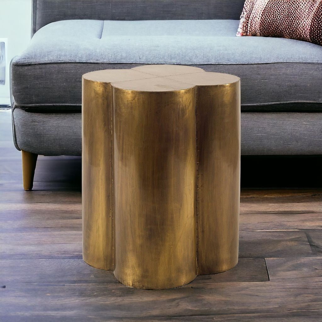 22" Brass And Antique Brass Brass End Table - Marsh and Manor Collective