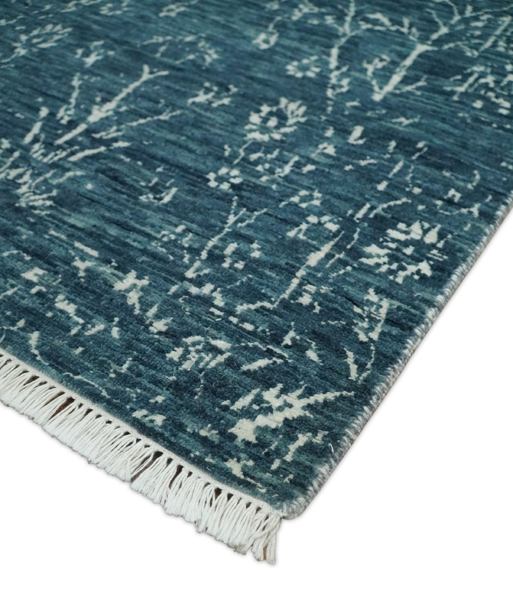 2.6x10 Fine Hand Knotted White and Blue Traditional Vintage Persian Style Antique Wool Rug | AGR23 - Marsh and Manor Collective