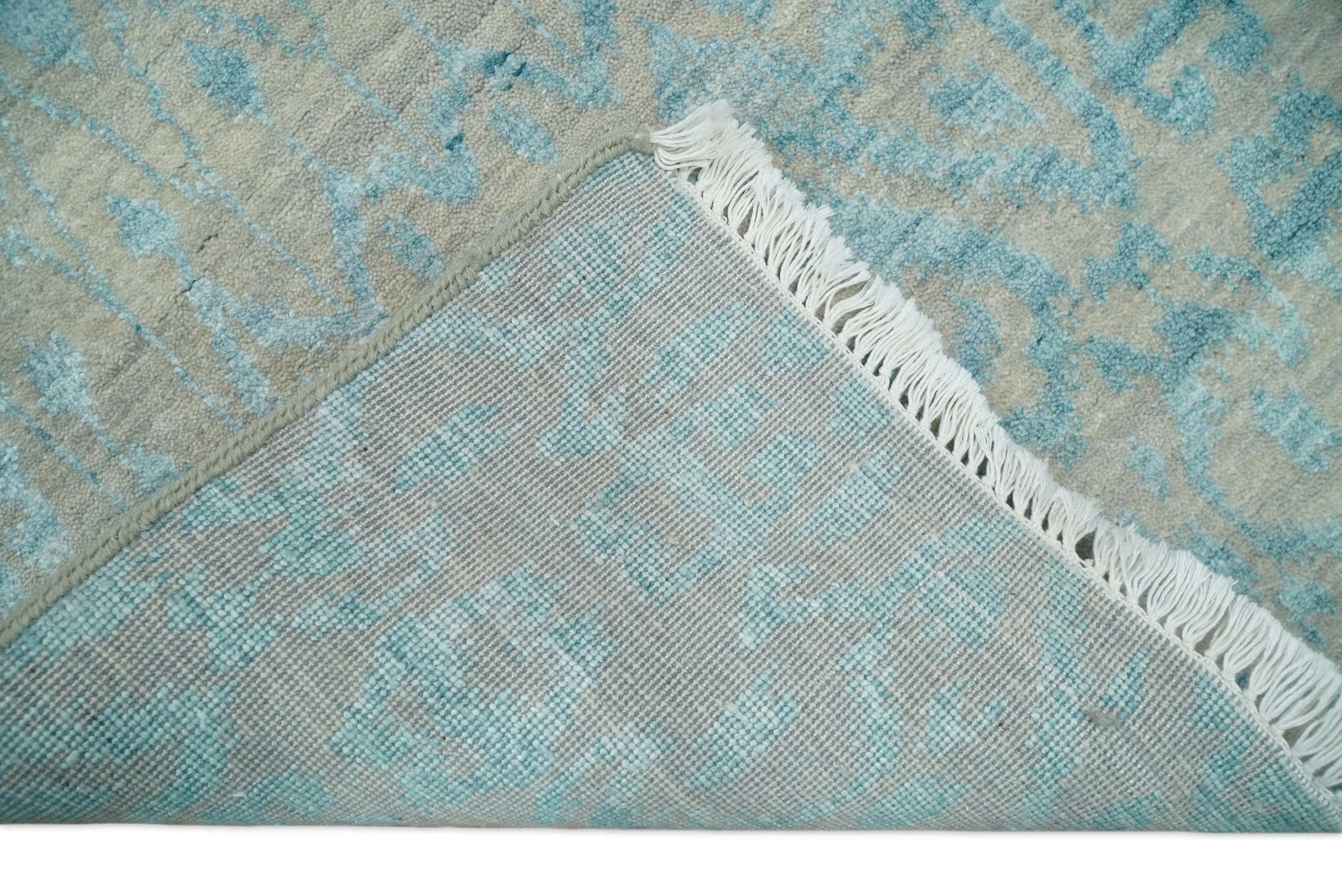2.6x8 Fine Hand Knotted Camel and Blue Traditional Vintage Persian Style Antique Wool and Silk Rug | AGR26 - Marsh and Manor Collective