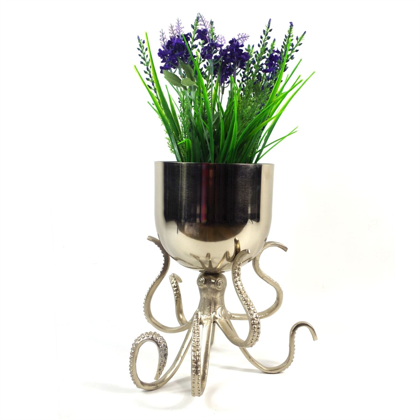 28cm Silver Metal Octopus Bowl Style Planter - Marsh and Manor Collective