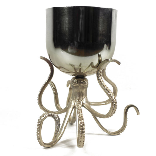 28cm Silver Metal Octopus Bowl Style Planter - Marsh and Manor Collective