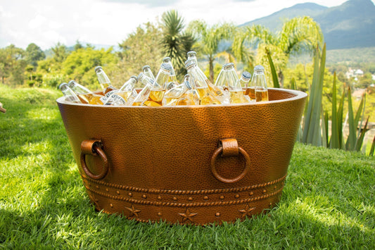 30" Oval Double Wall Hammered Copper Cooler - Marsh and Manor Collective