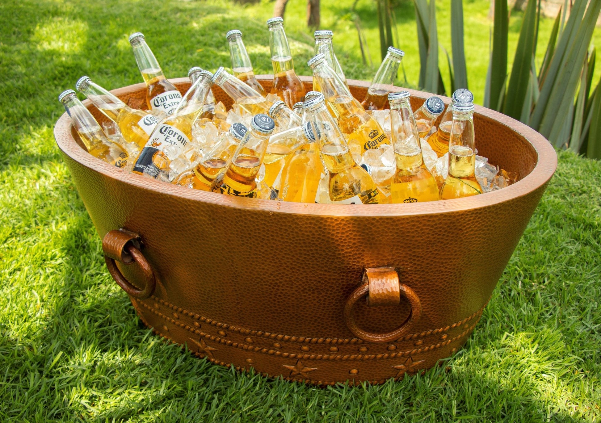 30" Oval Double Wall Hammered Copper Cooler - Marsh and Manor Collective