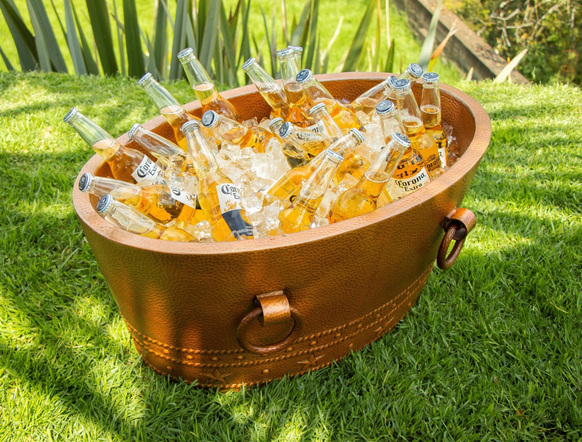 30" Oval Double Wall Hammered Copper Cooler - Marsh and Manor Collective