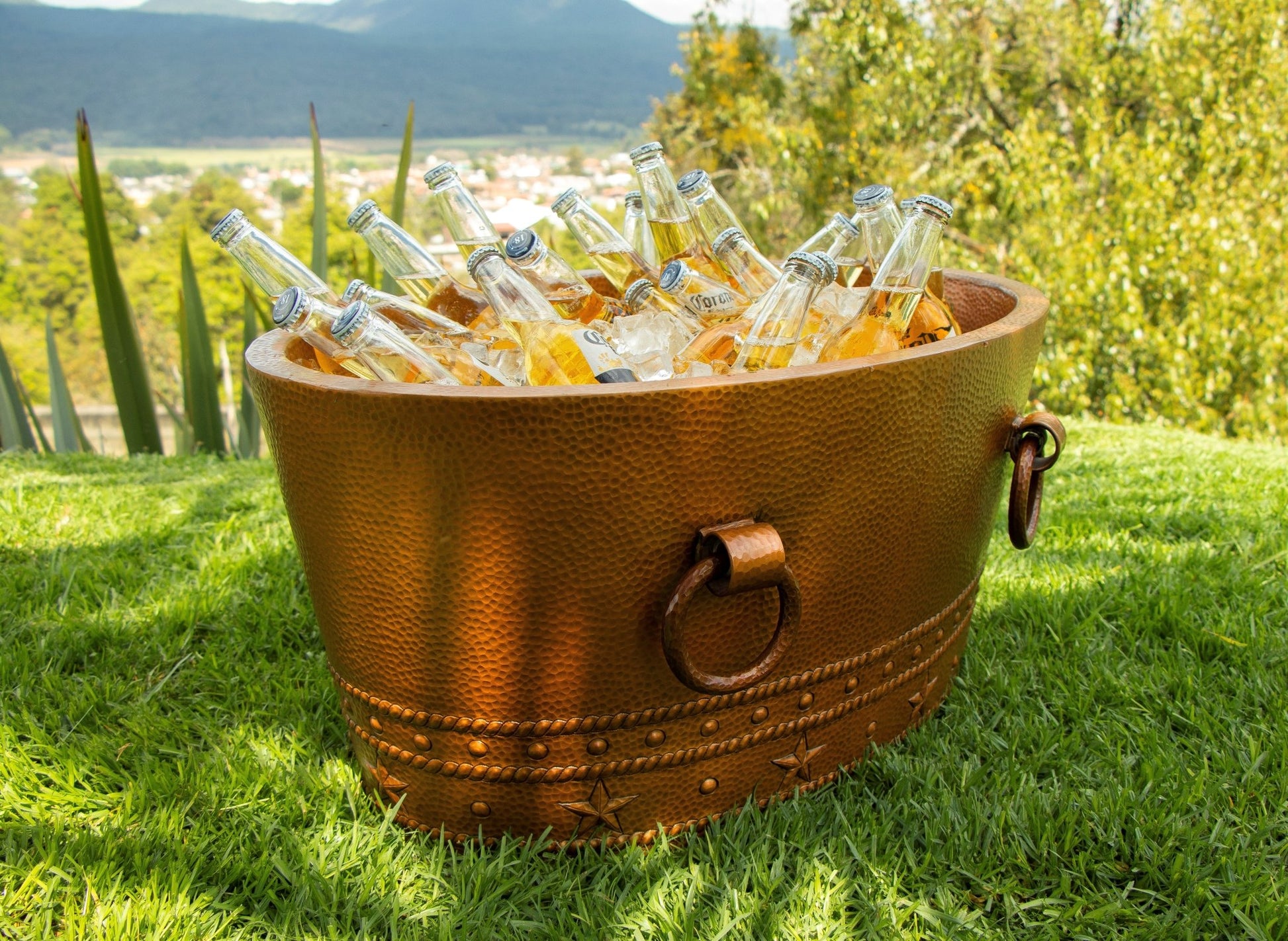 30" Oval Double Wall Hammered Copper Cooler - Marsh and Manor Collective