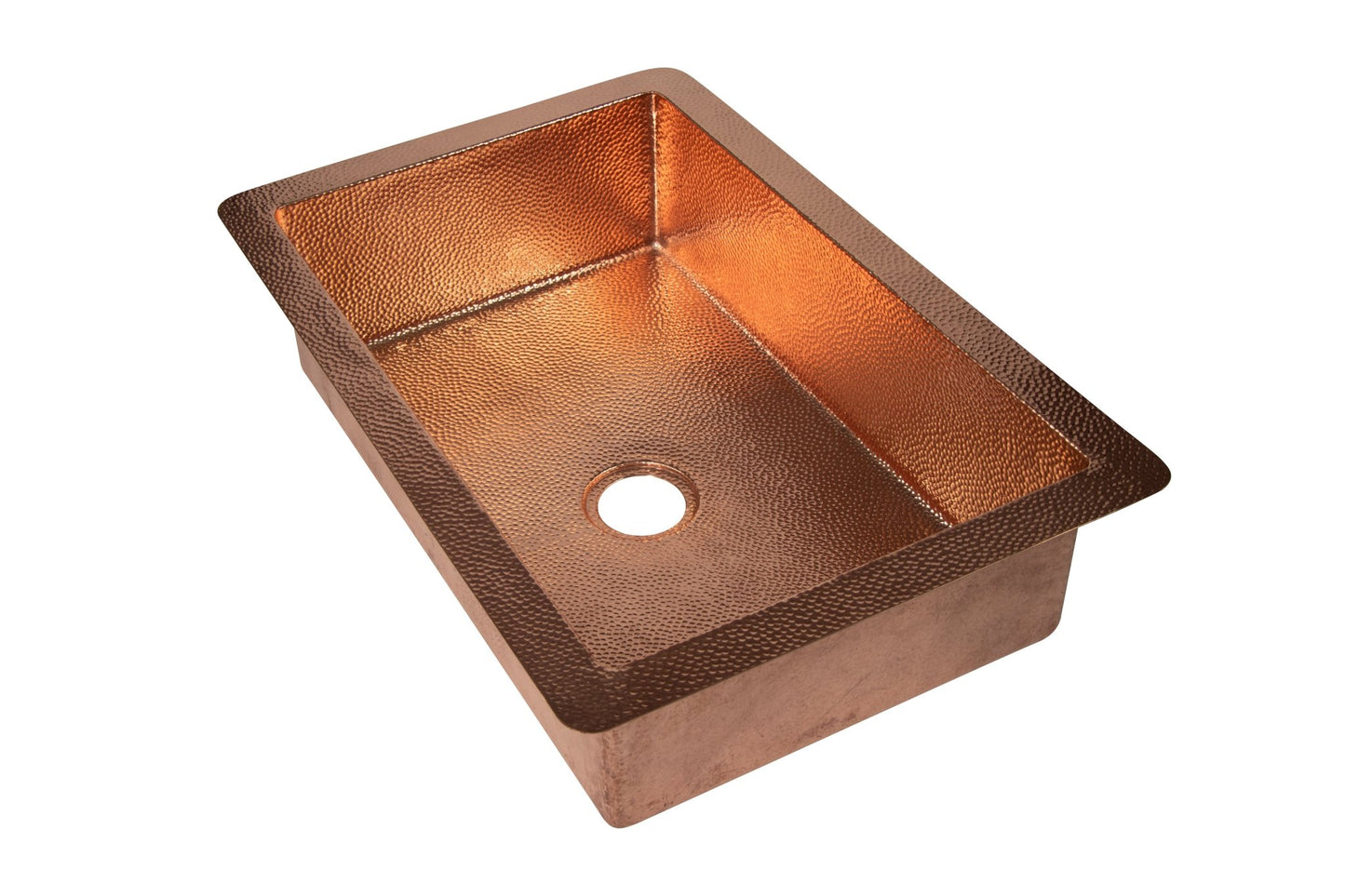 33" Drop - in Single Well Plain Hammered Copper Kitchen Sink - Marsh and Manor Collective