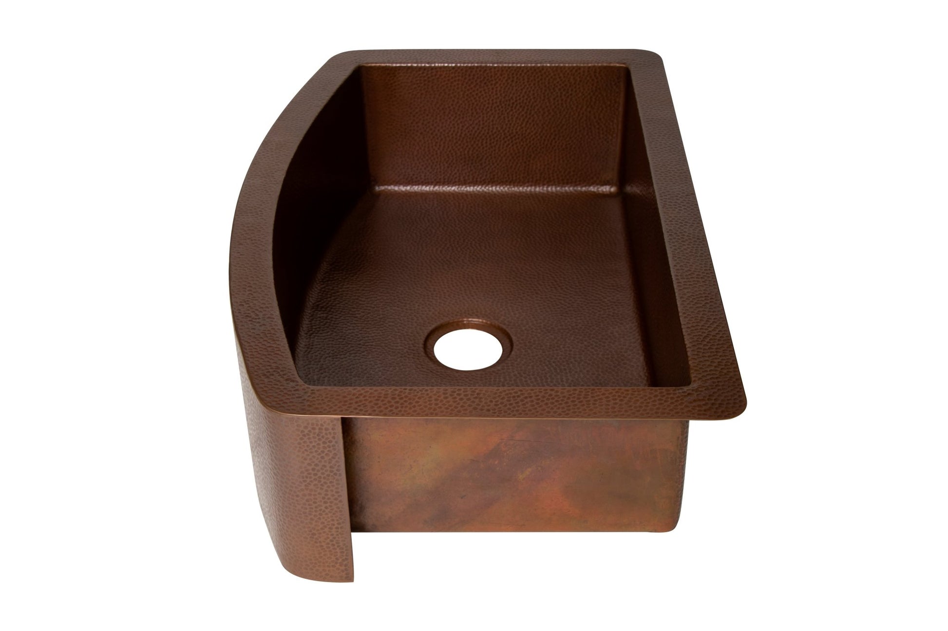 33" Farmhouse Single Well Plain Round Apron Hammered Copper Kitchen Sink - Marsh and Manor Collective