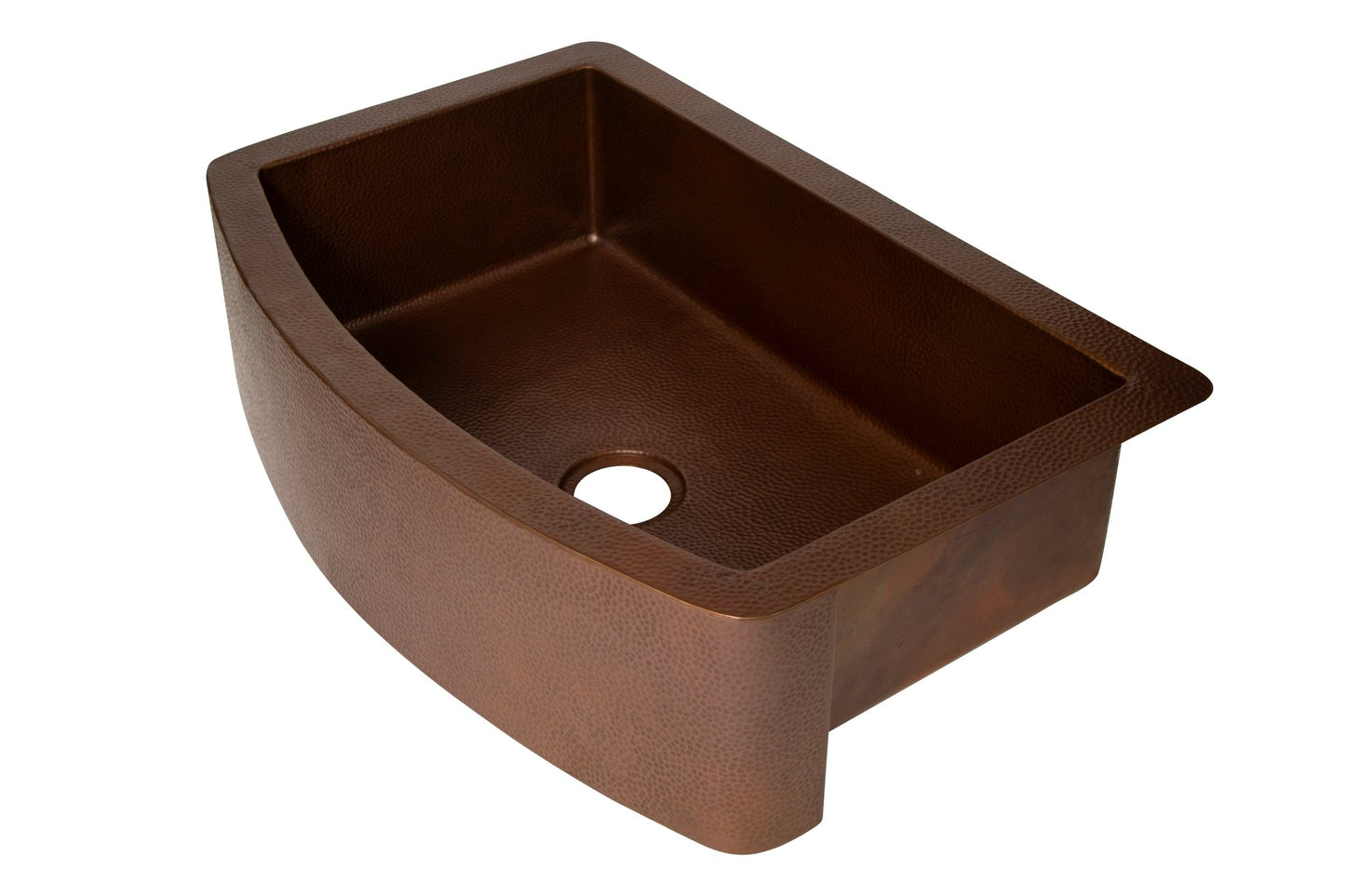 33" Farmhouse Single Well Plain Round Apron Hammered Copper Kitchen Sink - Marsh and Manor Collective