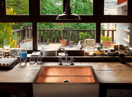 33" Farmhouse Single Well Plain Straight Apron Hammered Copper Kitchen Sink - Marsh and Manor Collective