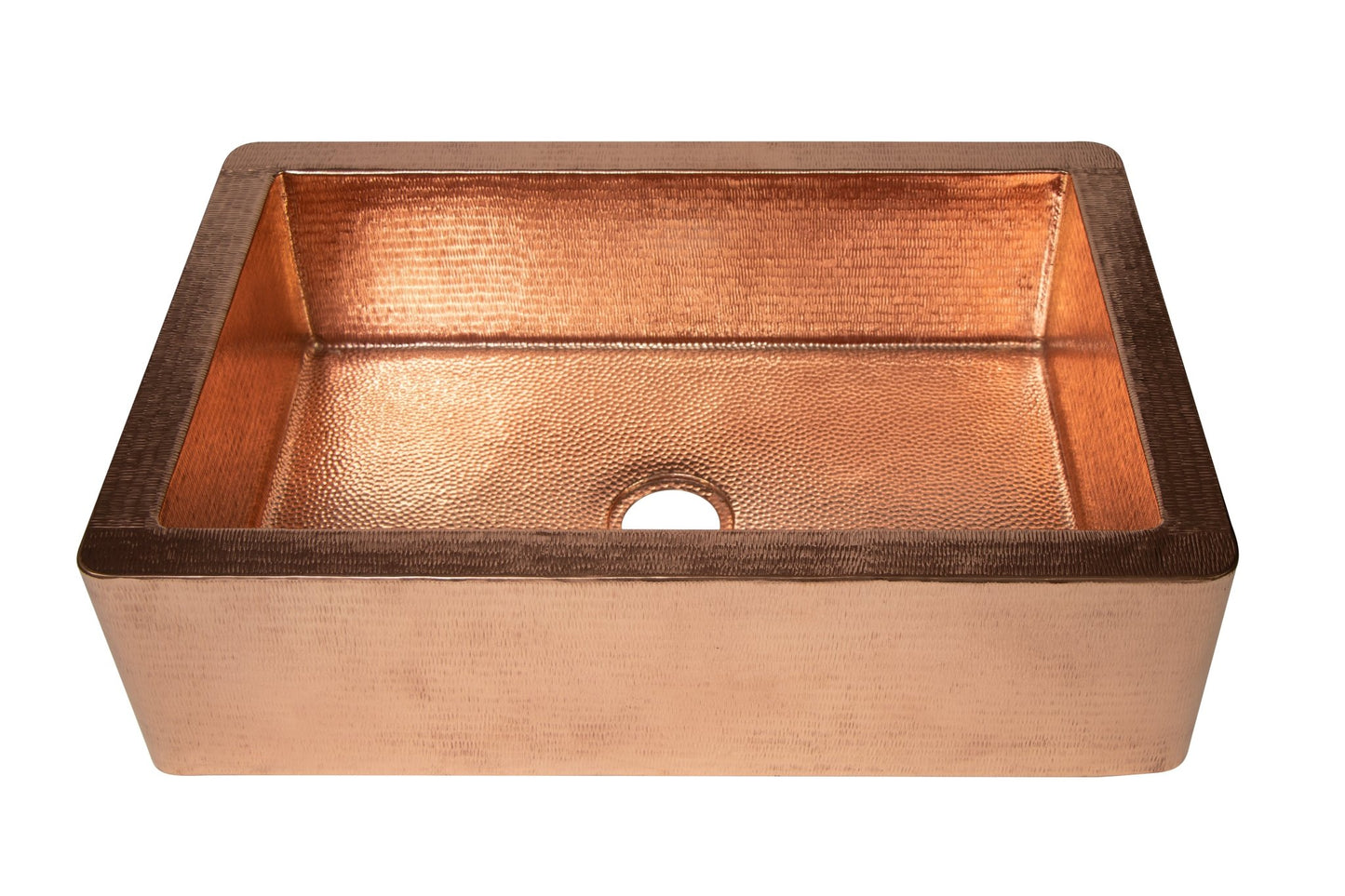 33" Farmhouse Single Well Plain Straight Apron Hammered Copper Kitchen Sink - Marsh and Manor Collective