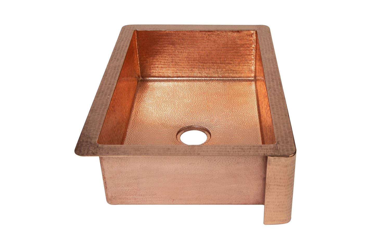 33" Farmhouse Single Well Plain Straight Apron Hammered Copper Kitchen Sink - Marsh and Manor Collective