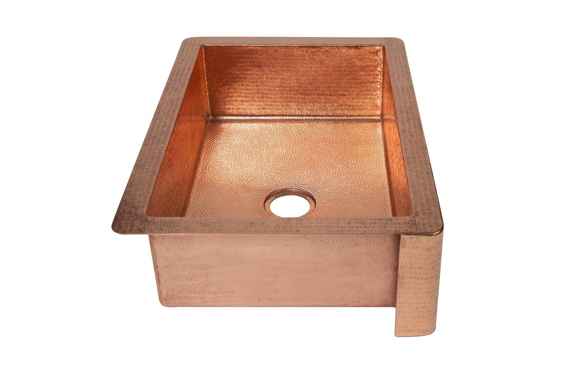 33" Farmhouse Single Well Plain Straight Apron Hammered Copper Kitchen Sink - Marsh and Manor Collective
